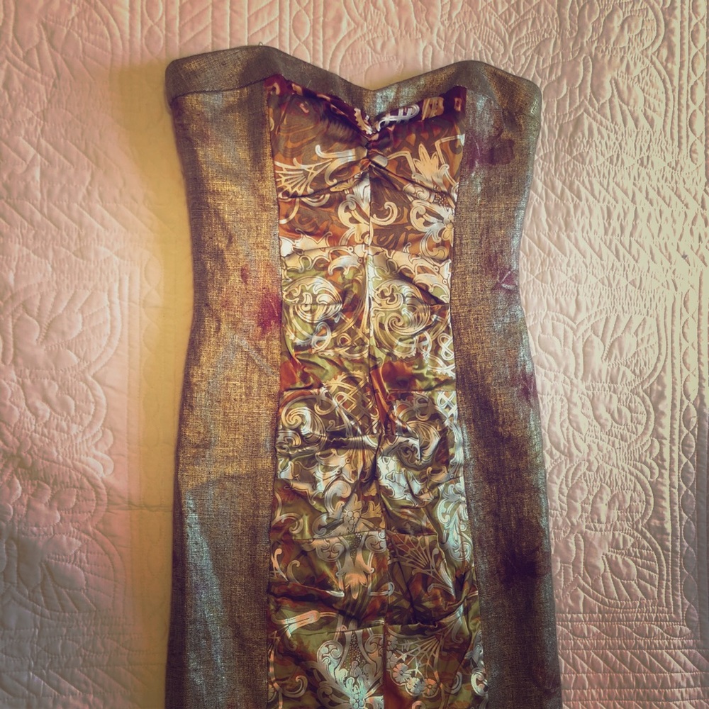Nicole Miller strapless metallic cocktail dress